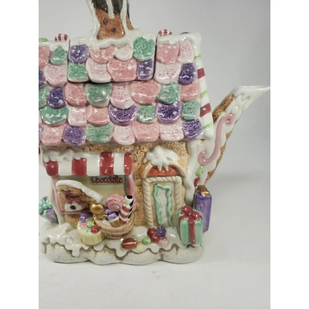 Fitz & Floyd Candy Lane Express Candy Shop Teapot Santa Claus Fudge Ceramic